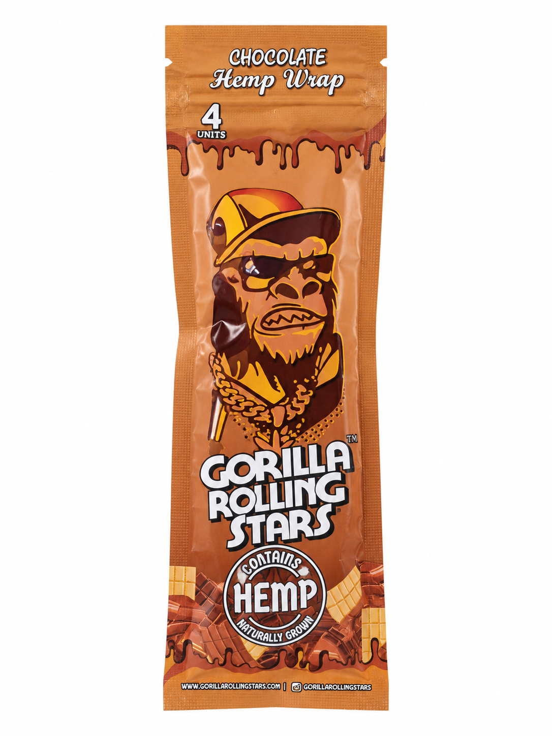 Gorilla Rolling Stars Chocolate hemp wrap pouch, front