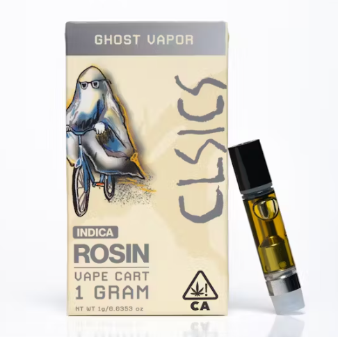 CLSICS Ghost Vapor vape cartridge beside its CLSICS retail packaging